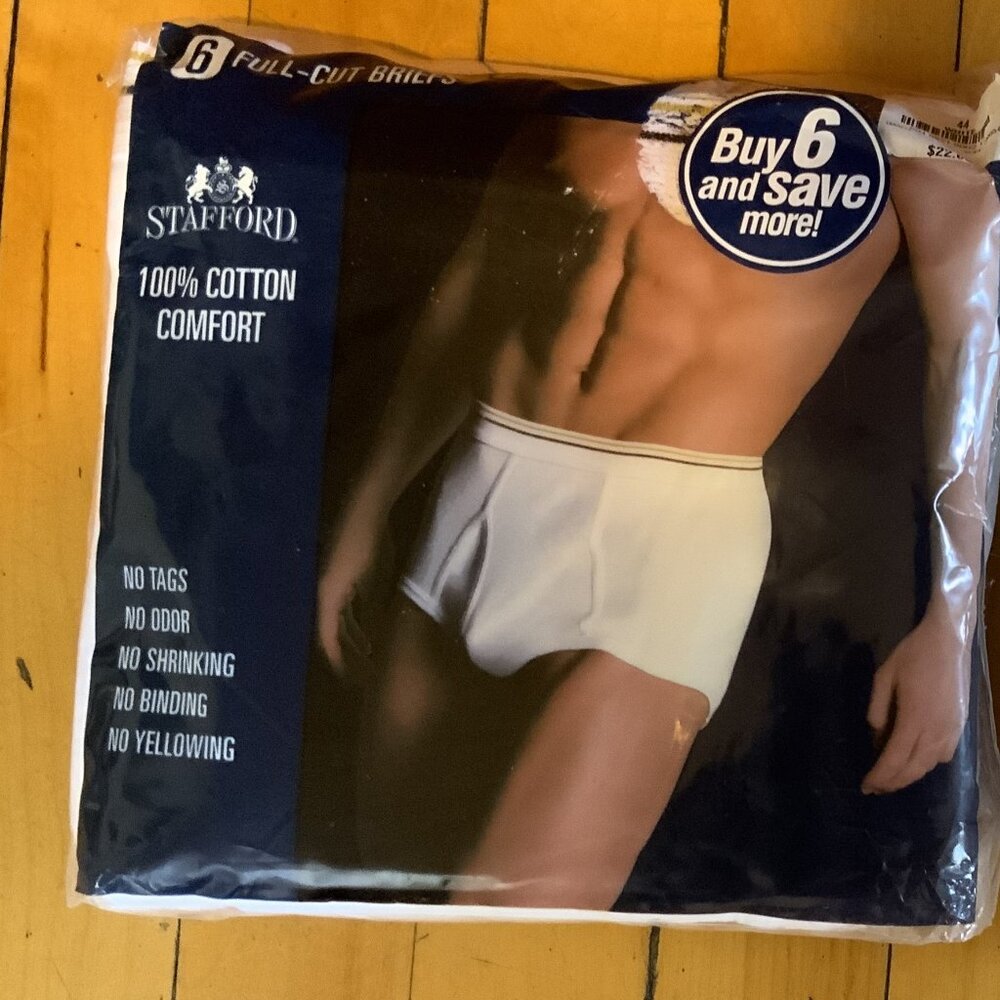 Lot Of 2 (Packs) Stafford Men's 6 Full-Cut Briefs Size 44 New in Package